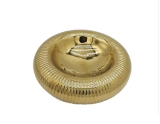 Πιατέλα - Μπωλ κεραμικό χρυσό με ρίγες 23,5x7εκ 23712