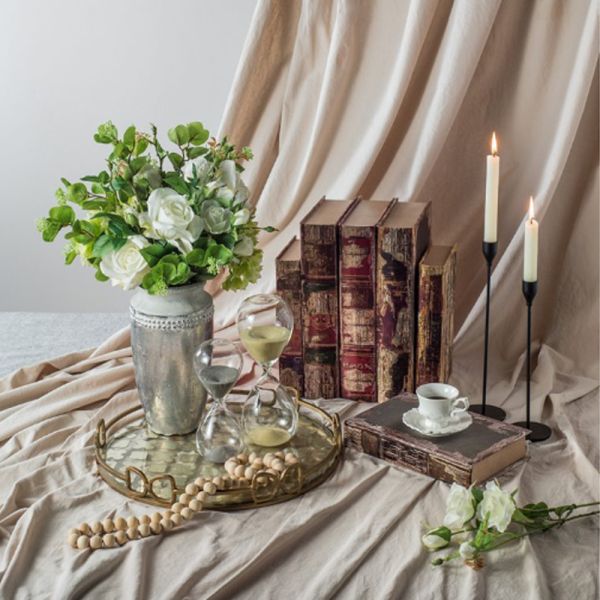 BOOK Διακοσμητικό Βιβλίο Κουτί MDF Ύφασμα Πολύχρωμο (33x22x7)cm Σετ/6