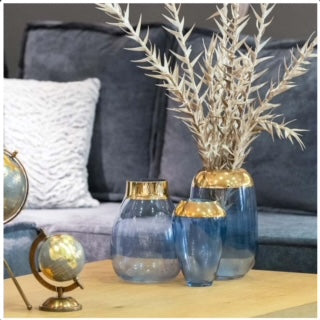 Γυάλινο βάζο χρυσό - γκρι 12x19εκ 373-122-756