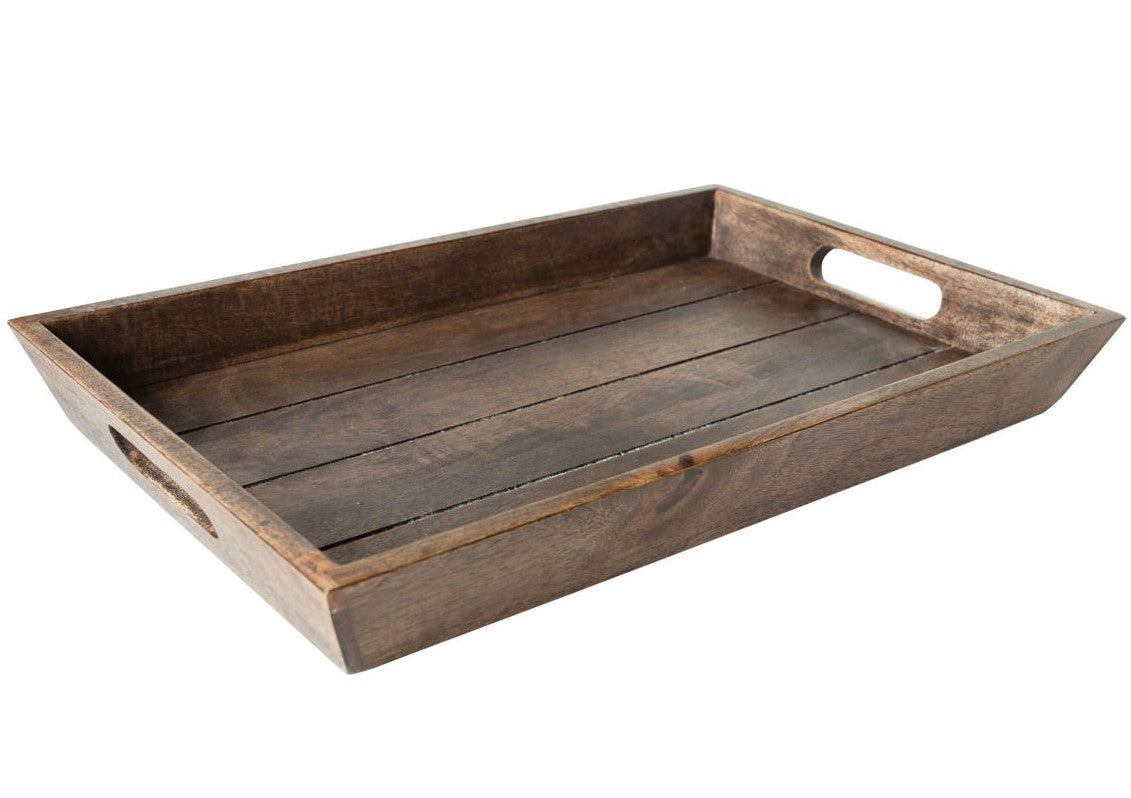 Δίσκος Επιτραπέζιος Καφέ Μασίφ Ξύλο 44x29x5cm V-40633