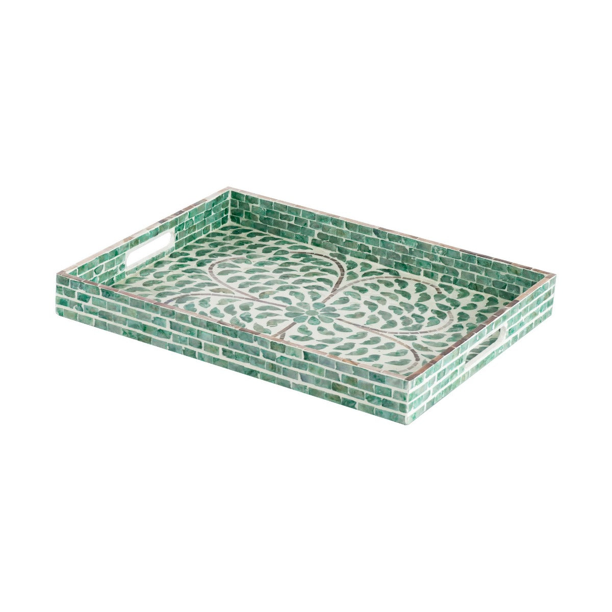 Artekko Ivory Διακοσμητικός Δίσκος MDF Capiz Πράσινο (38x30x4.5)cm 48753