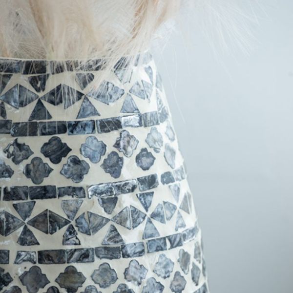 Ivory Διακοσμητικό Βάζο Paper Powder Capiz Ασπρόμαυρο (20x20x50)cm