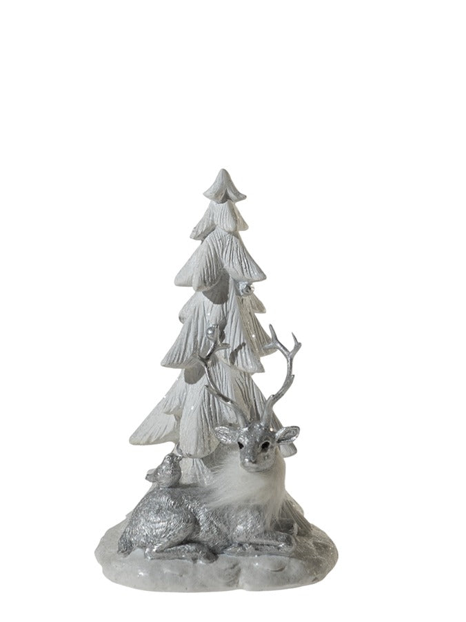 ΧΡΙΣΤΟΥΓΕΝΝΙΑΤΙΚΟ ΠΟΛΥΕΣΤΕΡΙΚΟ ΔΕΝΤΡΟ ΜΕ ΤΑΡΑΝΔΟ ΑΣΗΜΙ ΑΣΠΡΟ ΜΕ ΓΚΛΙΤΕΡ12,5Χ12Χ20ΕΚ