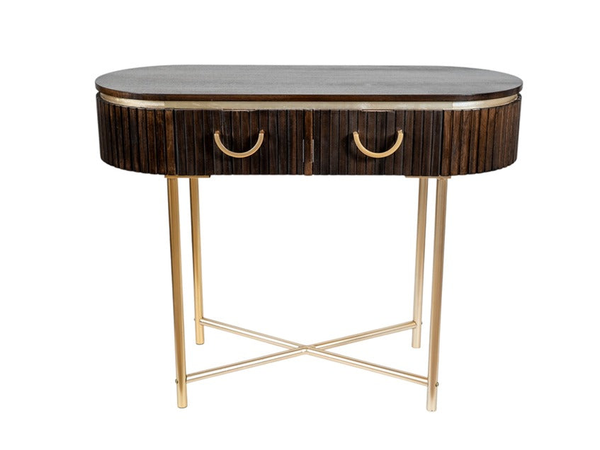 ΚΟΝΣΟΛΑ ΚΑΦΕ ΣΚΟΥΡΟ ΧΡΩΜΑ ΜΕ ΧΥΣΕ ΜΕΤΑΛΛΟ ΚΑΙ ΧΡΥΣΑ ΜΕΤΑΛΛΙΚΑ ΠΟΔΙΑ 100Χ40Χ80Κ