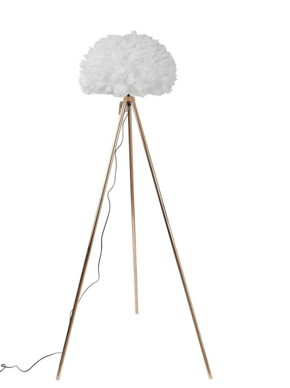 ΛΑΜΠΑ ΔΑΠΕΔΟΥ ΜΕ ΧΡΥΣΟ ΤΡΙΠΟΔΑ ΚΑΙ ΚΑΠΕΛΟΥ ΛΕΥΚΟ ΠΟΥΠΟΥΛΟ ΜΕΓΕΘΟΣ 45Χ26ΕΚ ΚΑΙ ΣΥΝΟΛΙΚΟ ΥΨΟΣ 157ΕΚ