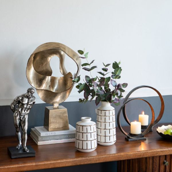 Chic Διακοσμητικό Βάζο Κεραμικό Λευκό/Χρυσό (14x14x30.5)cm