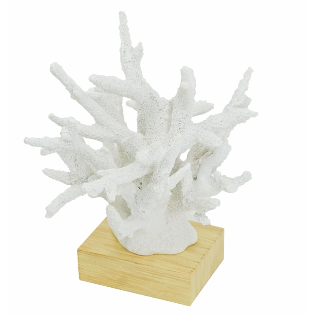 Artekko Coral Διακοσμητικό Κοράλλι σε Βάση Ρητίνη Ξύλο Λευκό (26x23x31)cm 70534