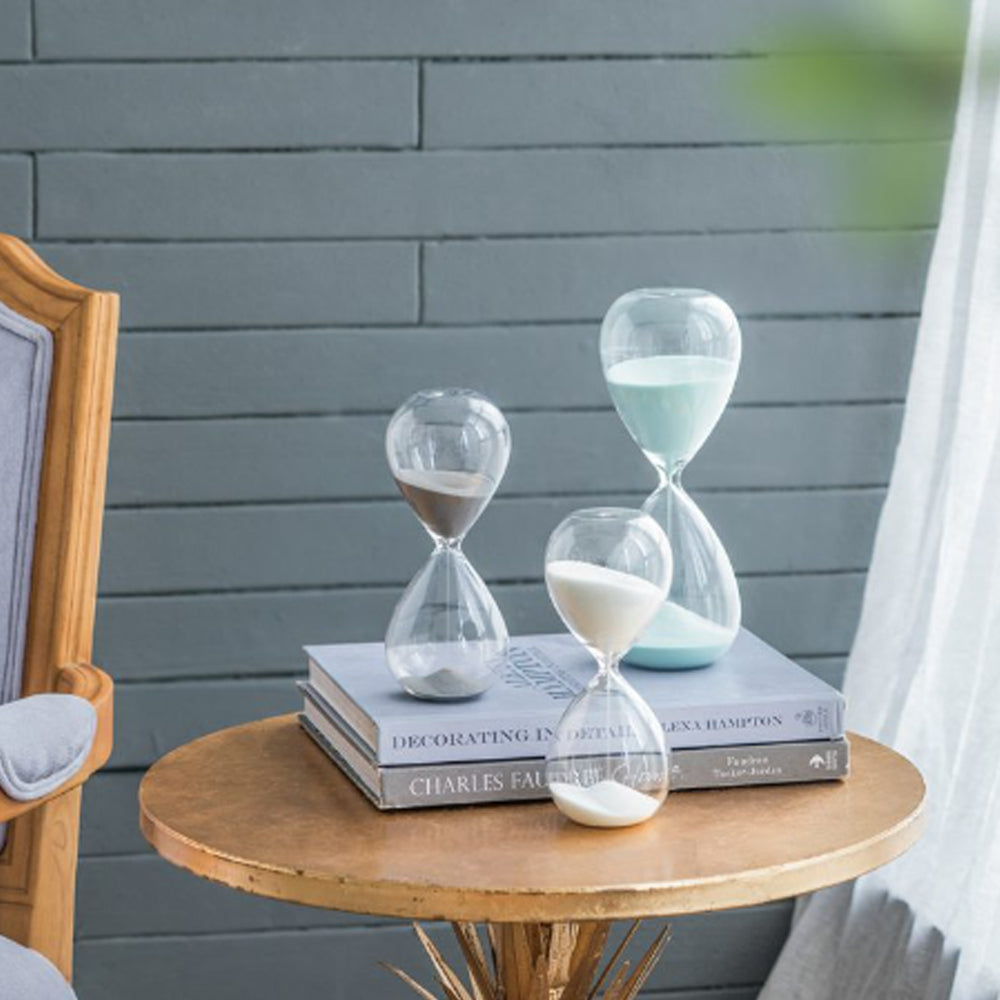 Artekko Hourglass Γυάλινη Διακοσμητική Κλεψύδρα με Γαλάζια Άμμο (9x9x25.5)cm 73229-JADE