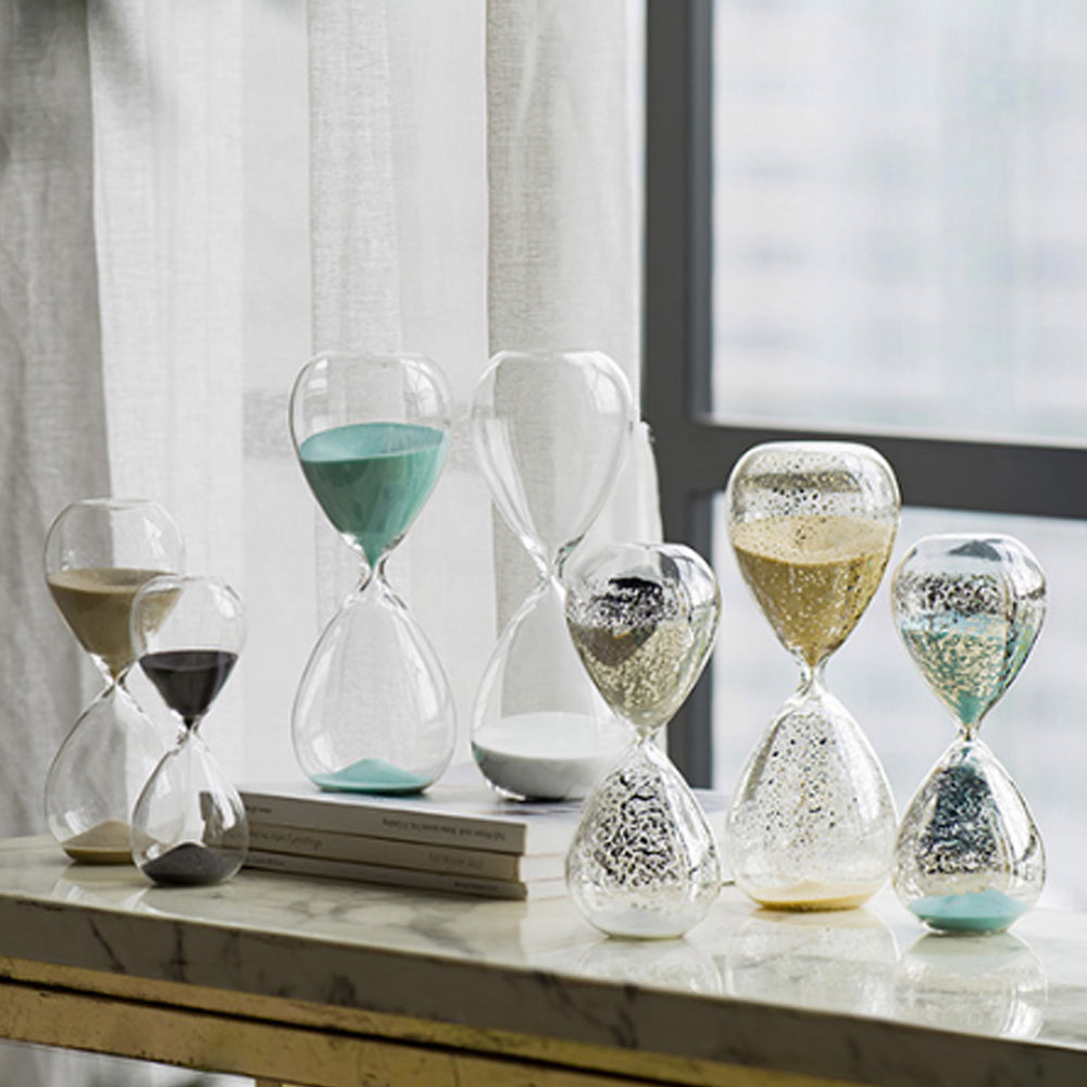 Artekko Hourglass Γυάλινη Διακοσμητική Κλεψύδρα με Λευκή Άμμο (8x8x20.5)cm 73770-WHIT
