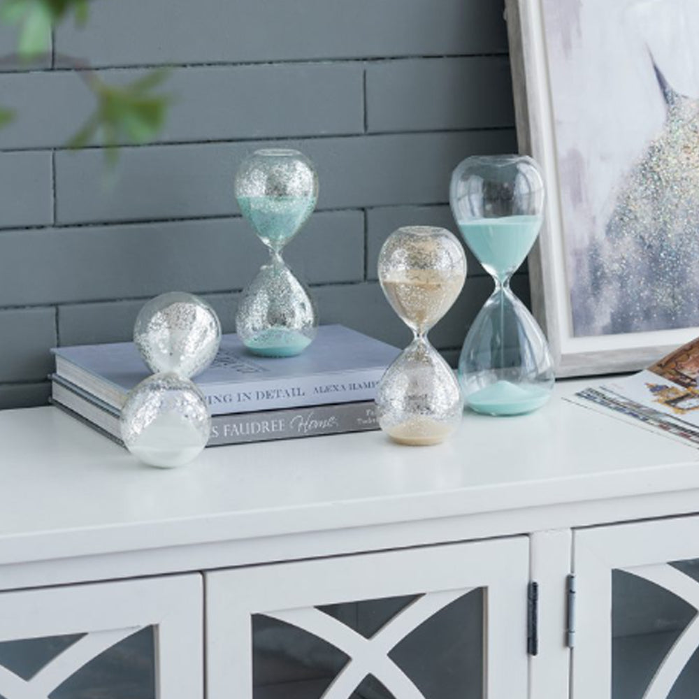 Artekko Hourglass Γυάλινη Διακοσμητική Κλεψύδρα με Λευκή Άμμο (8x8x20.5)cm 73770-WHIT