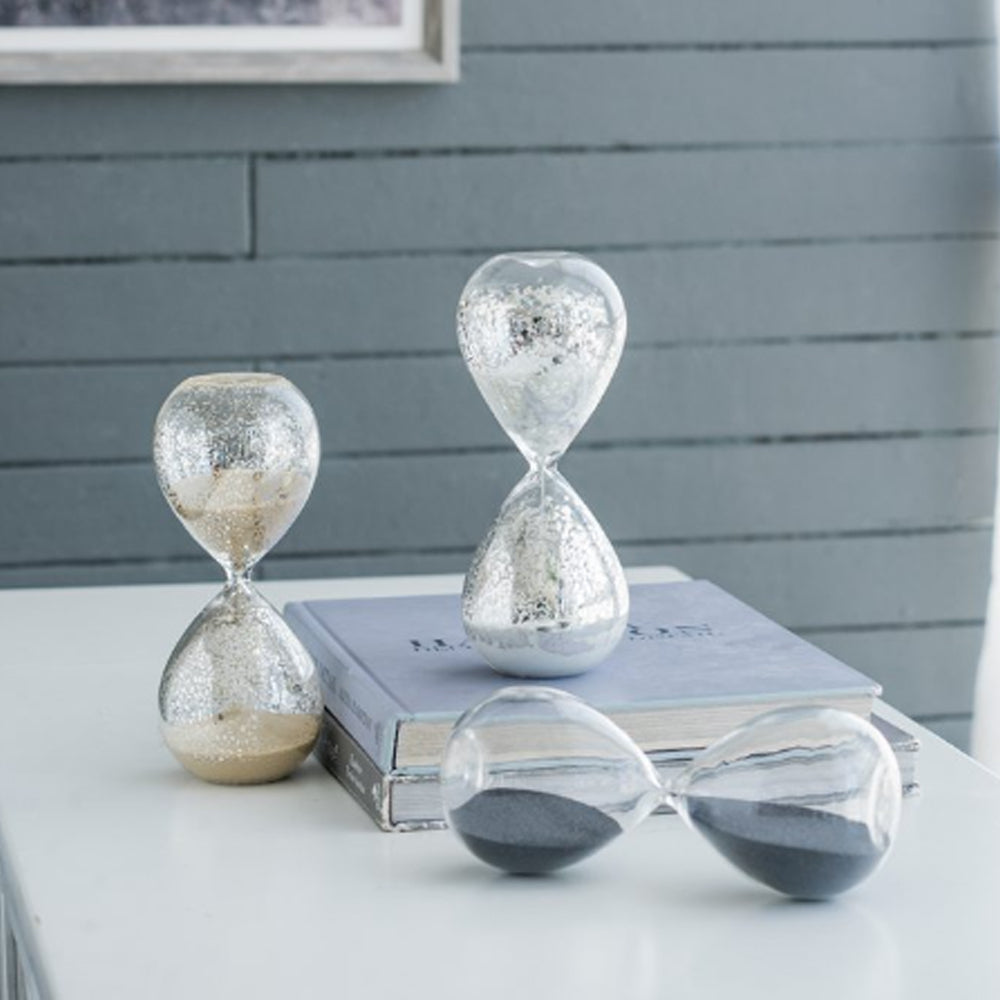 Artekko Hourglass Γυάλινη Διακοσμητική Κλεψύδρα με Λευκή Άμμο (8x8x20.5)cm 73770-WHIT