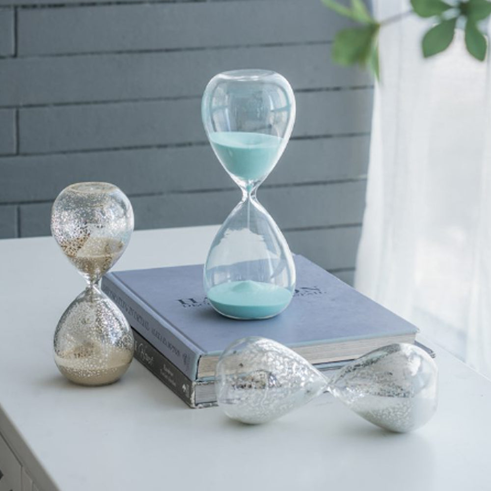 Artekko Hourglass Γυάλινη Διακοσμητική Κλεψύδρα με Λευκή Άμμο (8x8x20.5)cm 73770-WHIT