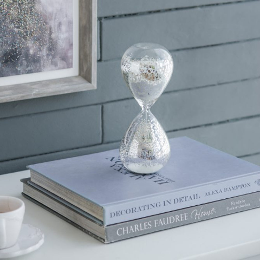 Artekko Hourglass Γυάλινη Διακοσμητική Κλεψύδρα με Λευκή Άμμο (8x8x20.5)cm 73770-WHIT