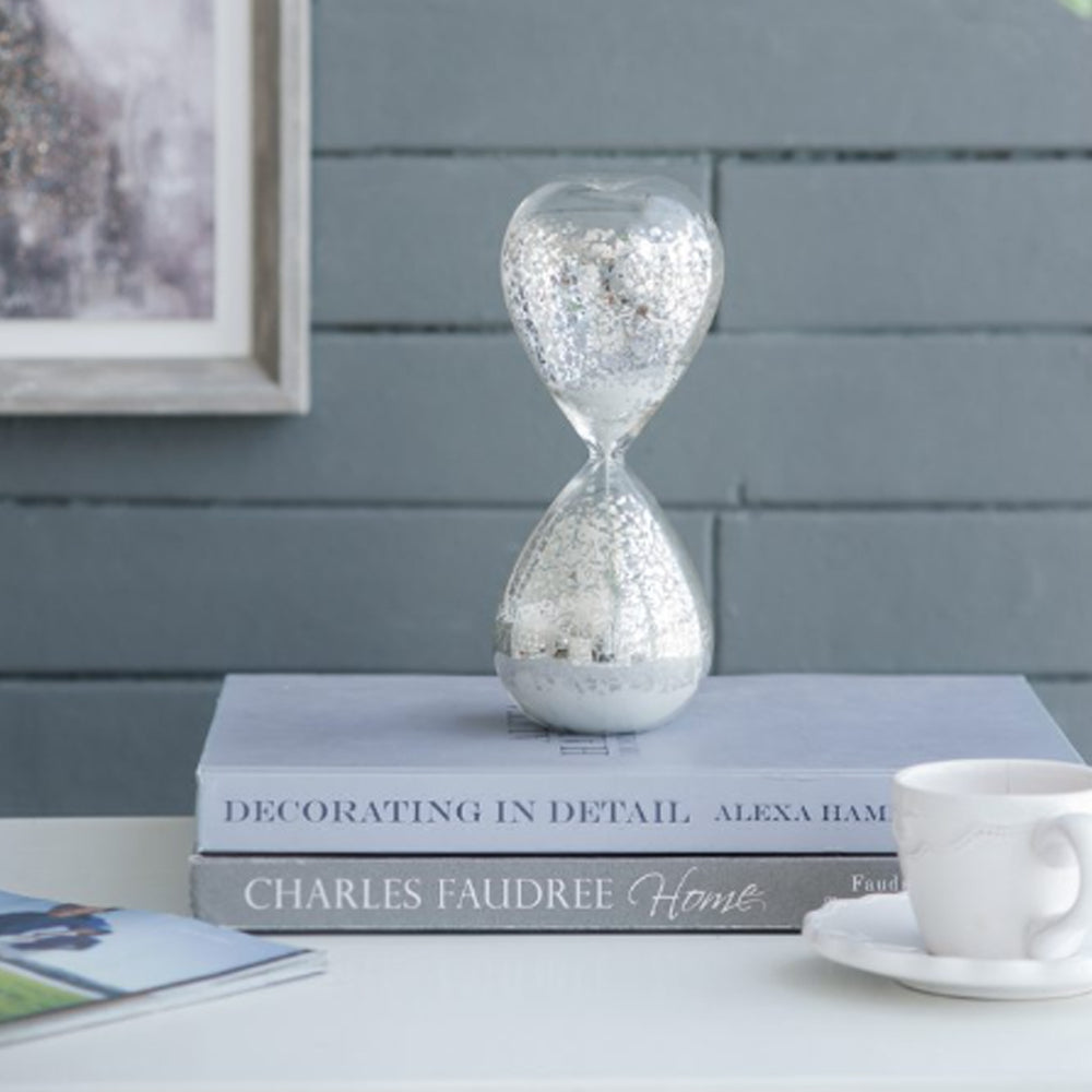 Artekko Hourglass Γυάλινη Διακοσμητική Κλεψύδρα με Λευκή Άμμο (8x8x20.5)cm 73770-WHIT
