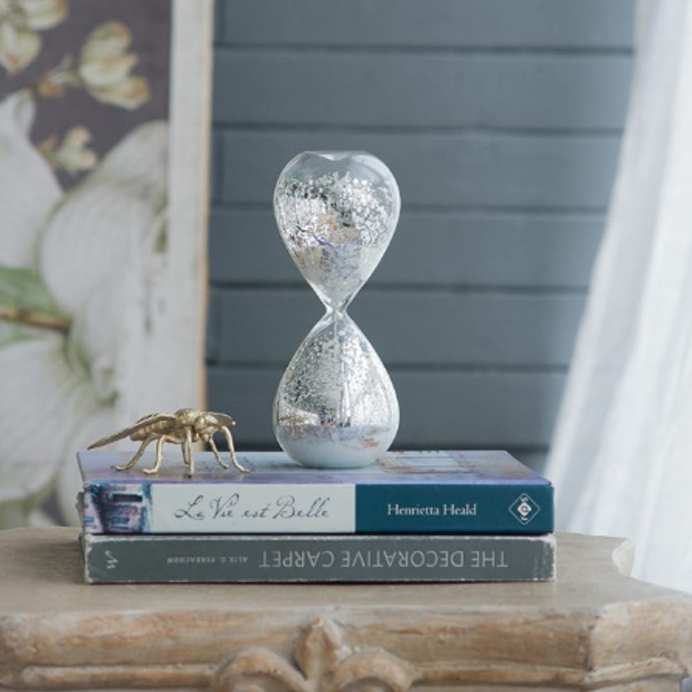 Artekko Hourglass Γυάλινη Διακοσμητική Κλεψύδρα με Λευκή Άμμο (8x8x20.5)cm 73770-WHIT