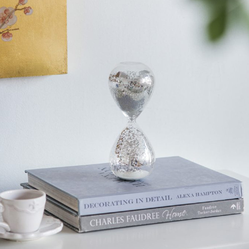 Artekko Hourglass Γυάλινη Διακοσμητική Κλεψύδρα με Λευκή Άμμο (8x8x20.5)cm 73770-WHIT