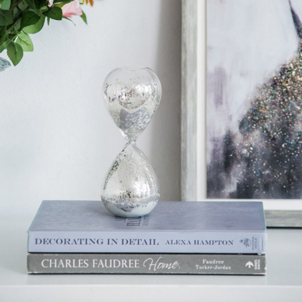 Artekko Hourglass Γυάλινη Διακοσμητική Κλεψύδρα με Λευκή Άμμο (8x8x20.5)cm 73770-WHIT