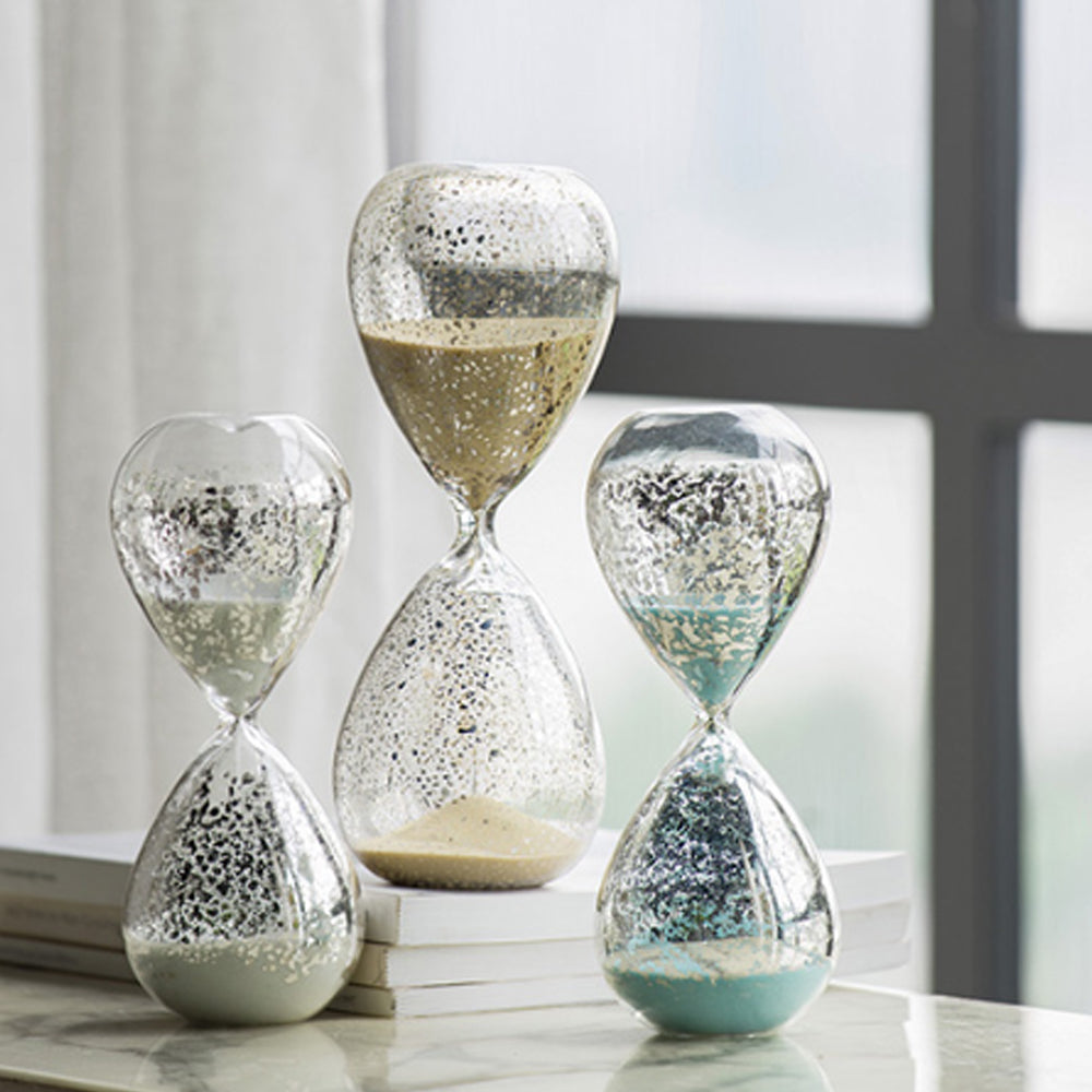 Artekko Hourglass Γυάλινη Διακοσμητική Κλεψύδρα με Λευκή Άμμο (8x8x20.5)cm 73770-WHIT