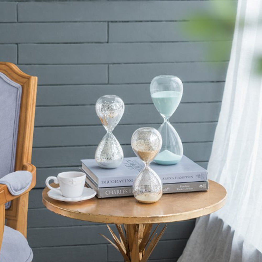 Artekko Hourglass Γυάλινη Διακοσμητική Κλεψύδρα με Λευκή Άμμο (8x8x20.5)cm 73770-WHIT