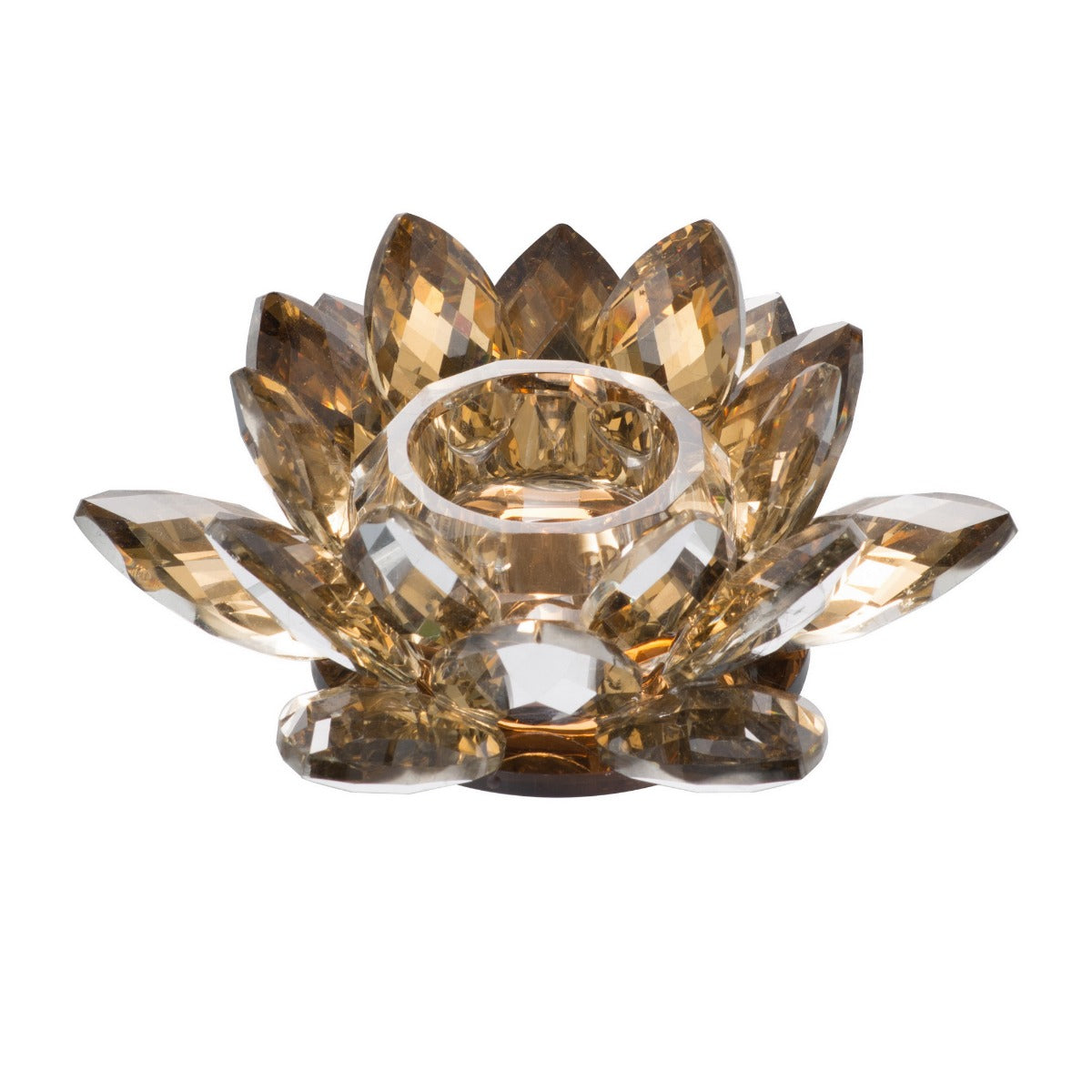 Artekko Lotus Γυάλινο Διακοσμητικό Κηροπήγιο για Ρεσώ σε Μελί Αποχρώσεις (20x20x8.5)cm 76697