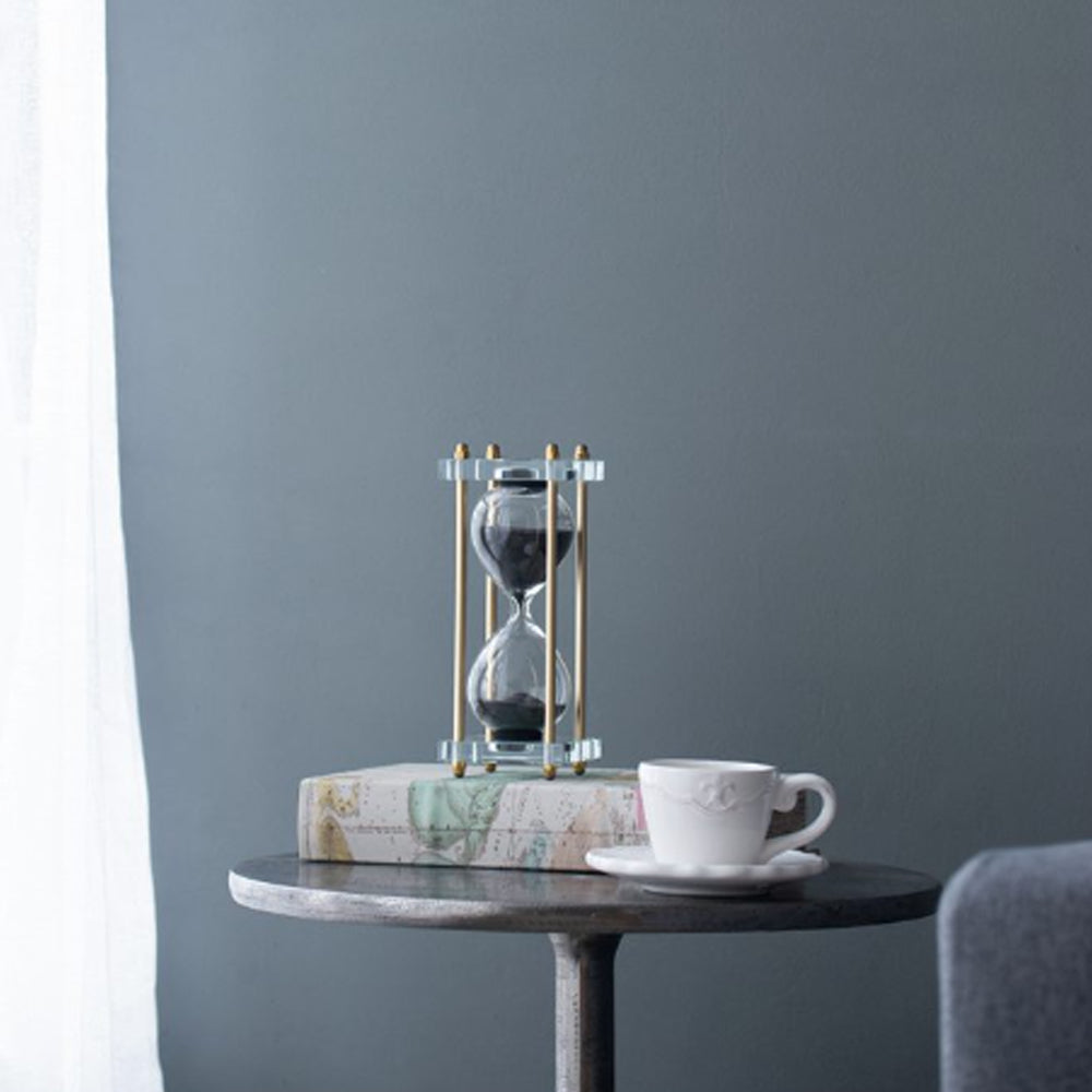 Artekko Hourglass Κλεψύδρα Διακοσμητική Γυαλί Κρύσταλλο Μαύρο Χρυσό (7.6x7.6x20.5)cm 76880