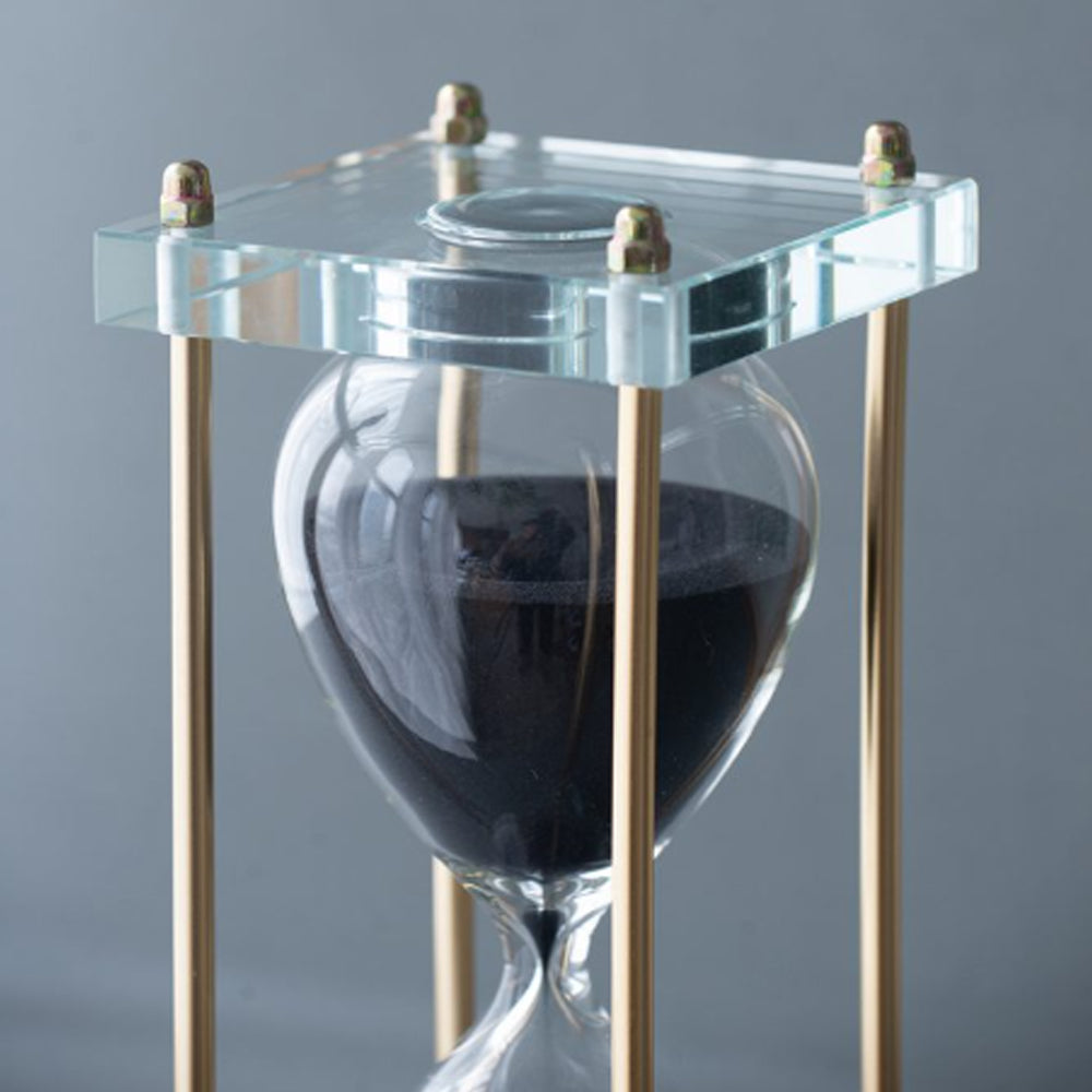 Artekko Hourglass Κλεψύδρα Διακοσμητική Γυαλί Κρύσταλλο Μαύρο Χρυσό (7.6x7.6x20.5)cm 76880