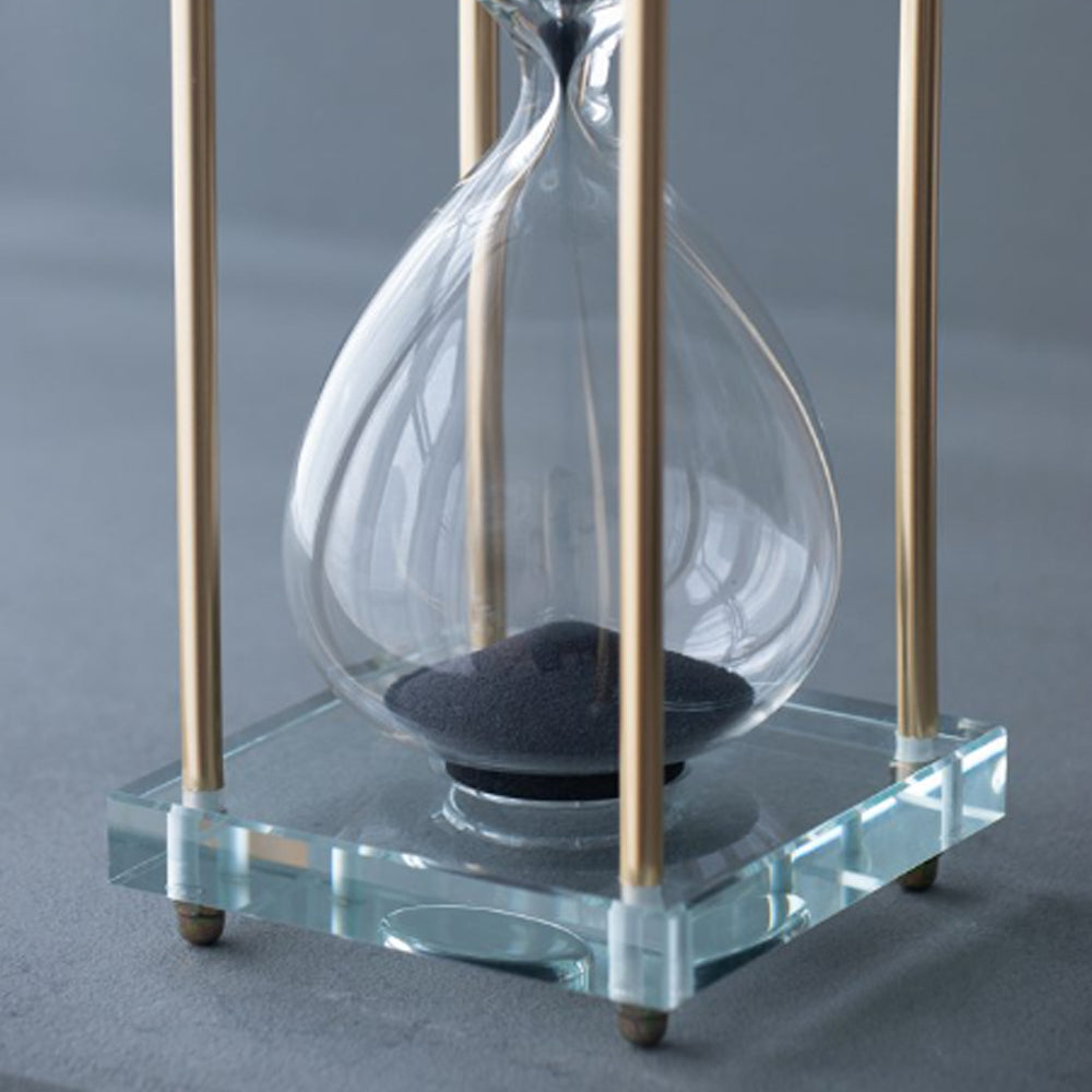 Artekko Hourglass Κλεψύδρα Διακοσμητική Γυαλί Κρύσταλλο Μαύρο Χρυσό (7.6x7.6x20.5)cm 76880