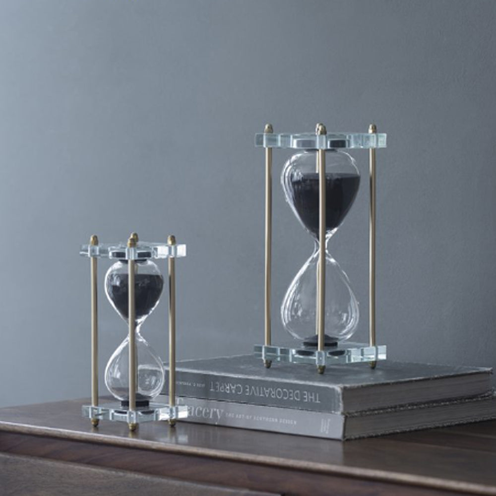 Artekko Hourglass Κλεψύδρα Διακοσμητική Γυαλί Κρύσταλλο Μαύρο Χρυσό (7.6x7.6x20.5)cm 76880