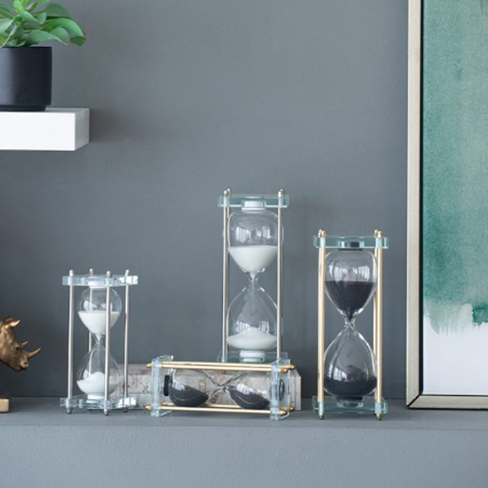 Artekko Hourglass Κλεψύδρα Διακοσμητική Γυαλί Κρύσταλλο Μαύρο Χρυσό (7.6x7.6x20.5)cm 76880