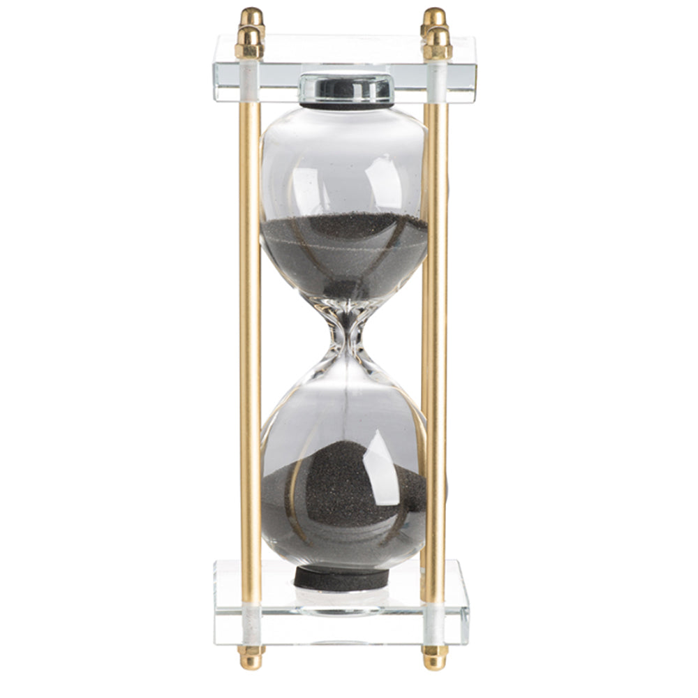 Artekko Hourglass Κλεψύδρα Διακοσμητική Γυαλί Κρύσταλλο Μαύρο Χρυσό (7.6x7.6x20.5)cm 76880