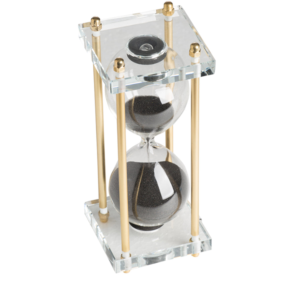 Artekko Hourglass Κλεψύδρα Διακοσμητική Γυαλί Κρύσταλλο Μαύρο Χρυσό (7.6x7.6x20.5)cm 76880
