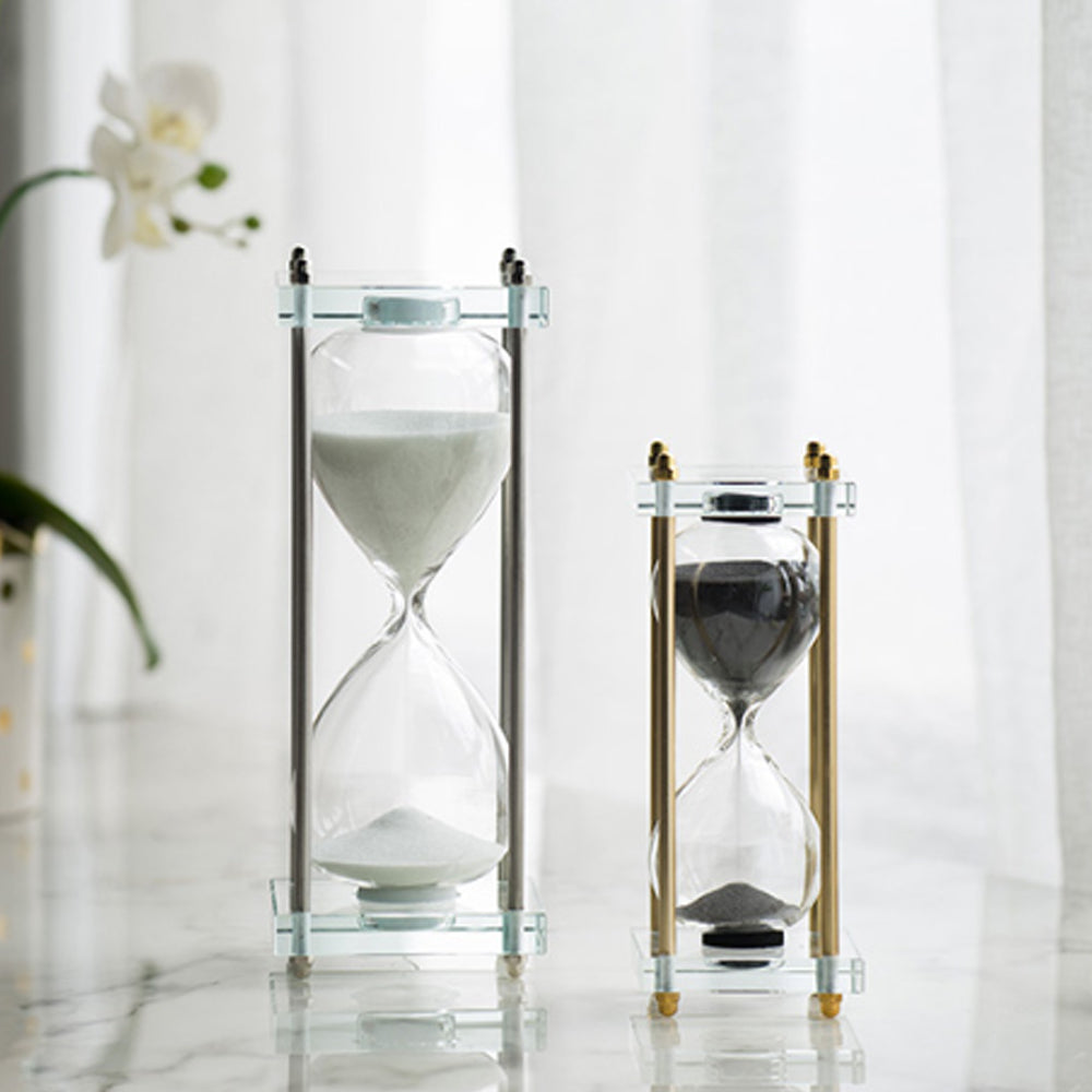 Artekko Hourglass Κλεψύδρα Διακοσμητική Γυαλί Κρύσταλλο Μαύρο Χρυσό (7.6x7.6x20.5)cm 76880