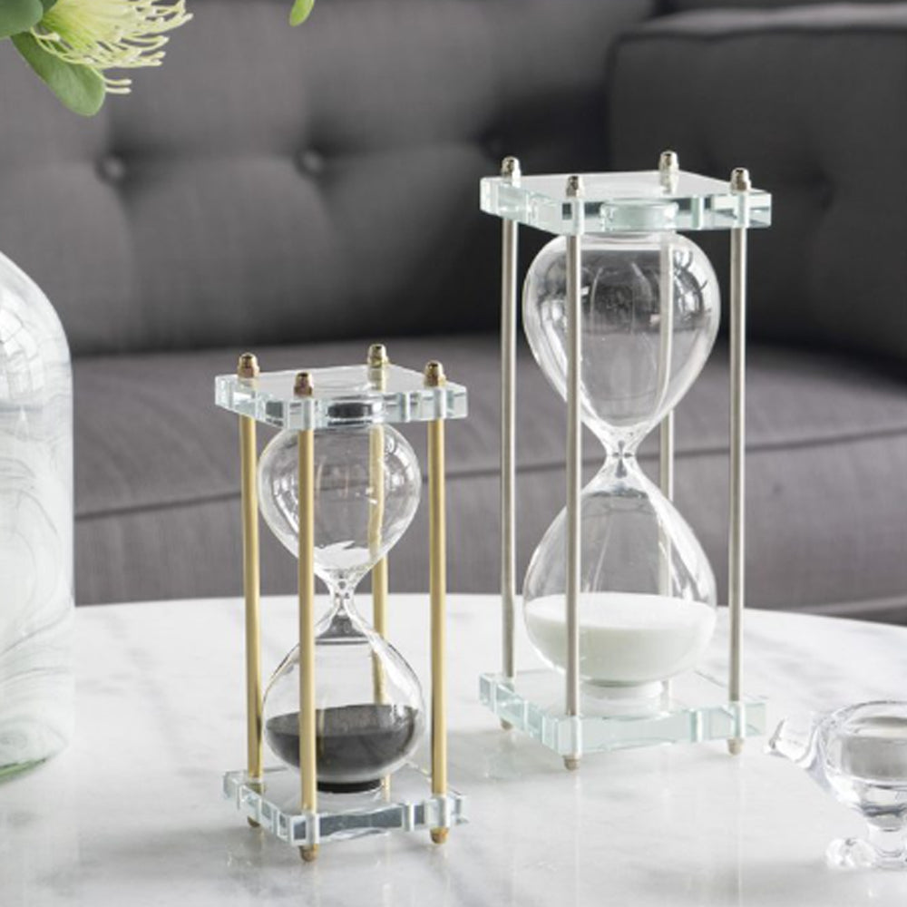Artekko Hourglass Κλεψύδρα Διακοσμητική Γυαλί Κρύσταλλο Μαύρο Χρυσό (7.6x7.6x20.5)cm 76880