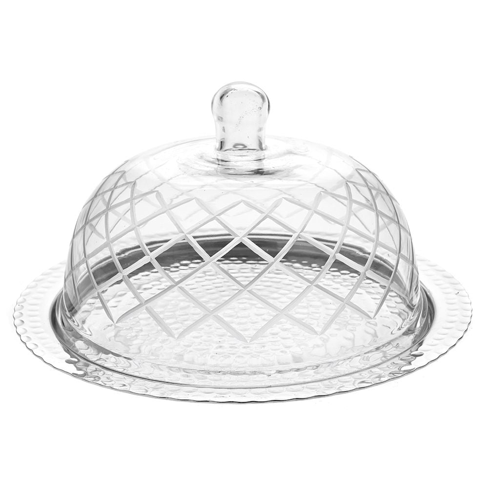 ΑΣΗΜΙ ΣΤΡΟΓΓΥΛΟΣ ΜΕΤΑΛΛΙΚΟΣ ΔΙΣΚΟΣ ΜΕ ΓΥΑΛΙΝΗ ΚΑΜΠΑΝΑ 28x18EK