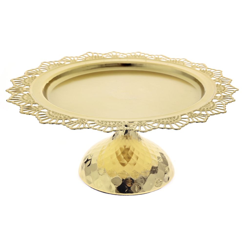 Χρυσή μεταλλική πιατέλα με πόδι Φ31x13εκ 83307