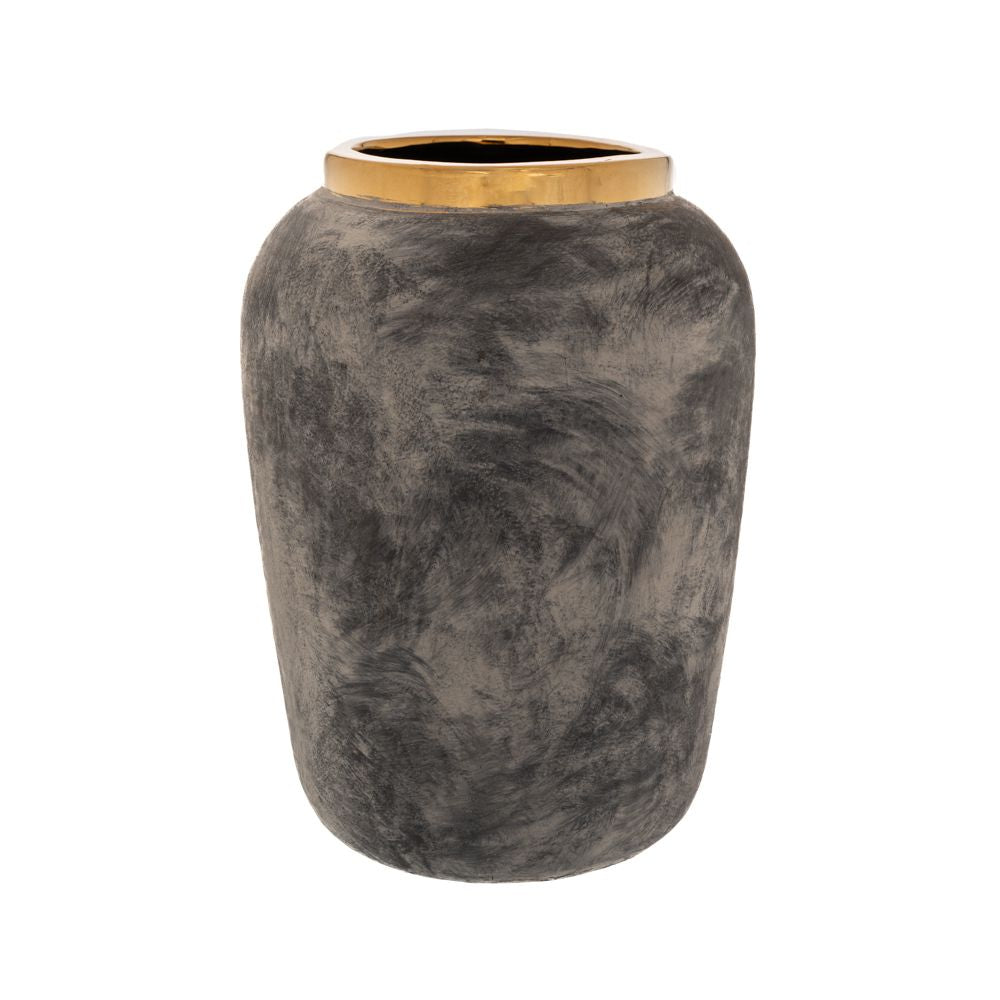 Κεραμικό βάζο αντικέ γκρι / χρυσό 25x25x34εκ 84481