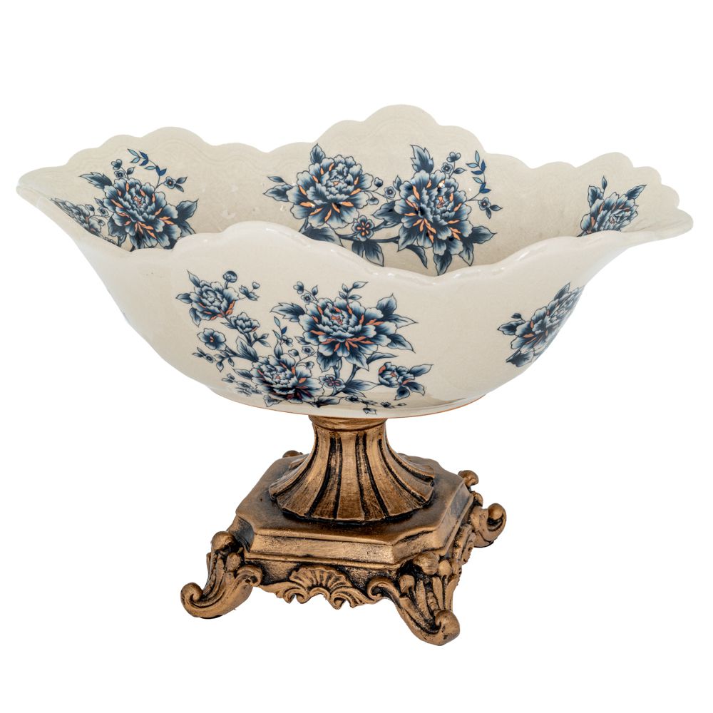 ΛΕΥΚΟ ΔΙΑΚΟΣΜΗΤΙΚΟ ΦΛΟΡΑΛ ΠΟΛΥΡΕΖΙΝ ΜΠΩΛ ΣΕ ΧΡΥΣΗ ΒΑΣΗ 32X22X20EK