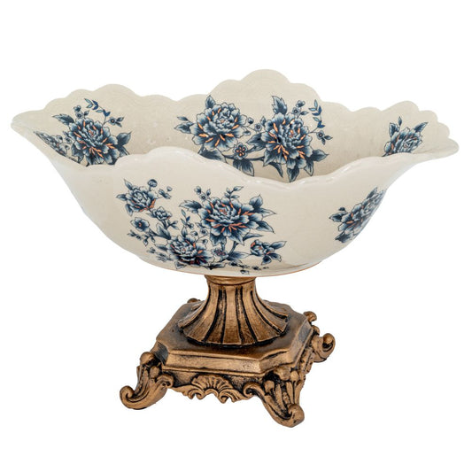 ΛΕΥΚΟ ΔΙΑΚΟΣΜΗΤΙΚΟ ΦΛΟΡΑΛ ΠΟΛΥΡΕΖΙΝ ΜΠΩΛ ΣΕ ΧΡΥΣΗ ΒΑΣΗ 32X22X20EK