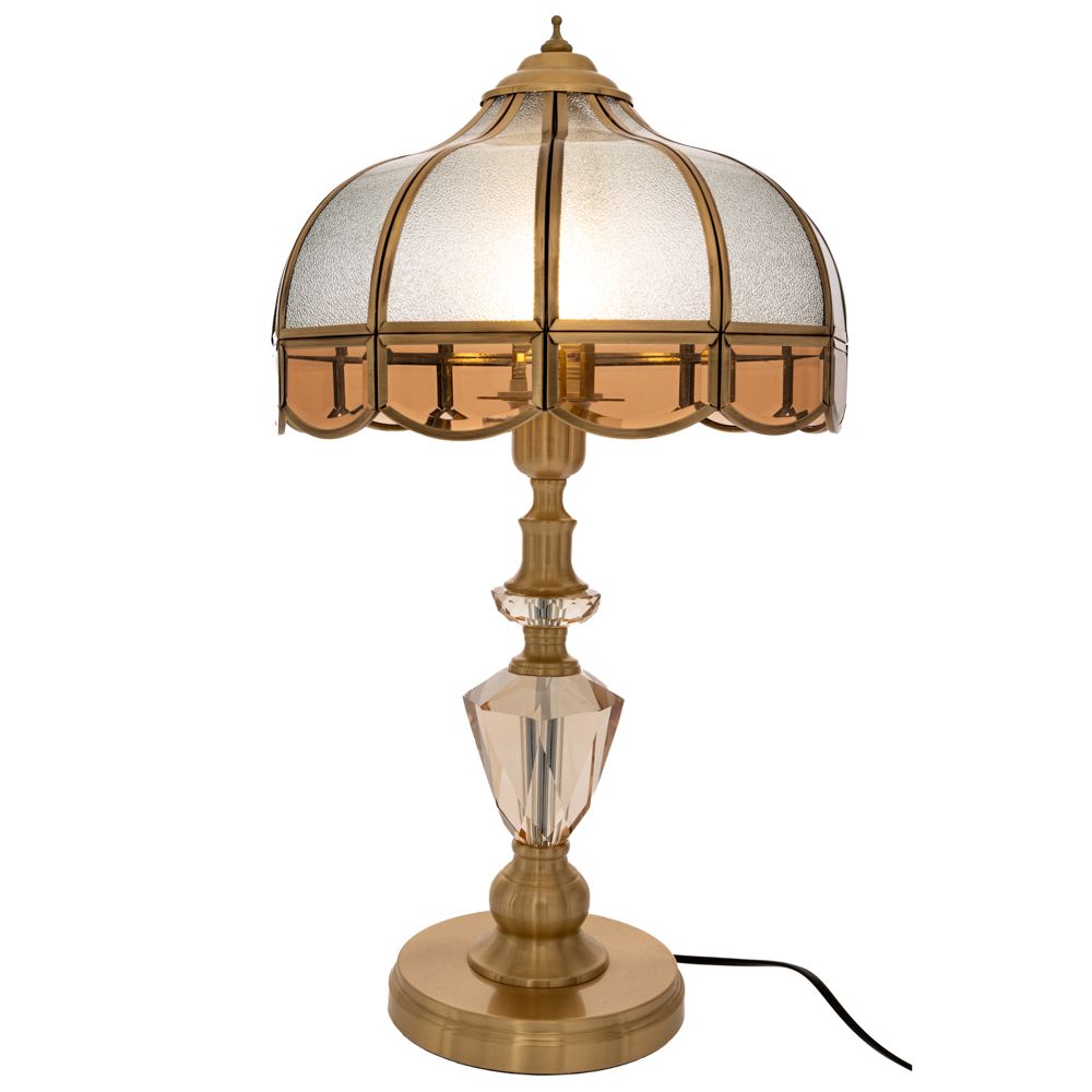 ΕΠΙΤΡΑΠΕΖΙΟ ΛΑΜΠΑΤΕΡ Φ28Χ56ΕΚ ΜΕ ΓΥΑΛΙΝΟ ΚΑΠΕΛΟ ΣΕ ΧΡΥΣΗ ΜΕΤΑΛΛΙΚΗ ΒΑΣΗ