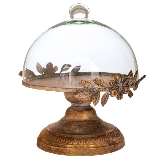 ΧΡΥΣΗ ΑΝΤΙΚΕ ΜΕΤΑΛΛΙΚΗ ΒΑΣΗ ΜΕ ΓΥΑΛΙΝΗ ΚΑΜΠΑΝΑ 20,5Χ20,5Χ25ΕΚ