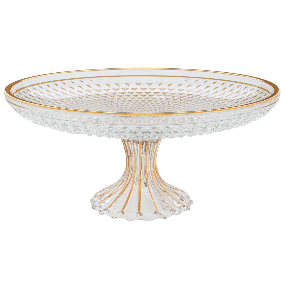 ΓΥΑΛΙΝΗ ΠΙΑΤΕΛΑ ΜΕ ΠΟΔΙ ΚΑΙ ΧΡΥΣΗ ΡΙΓΑ 30Χ13ΕΚ