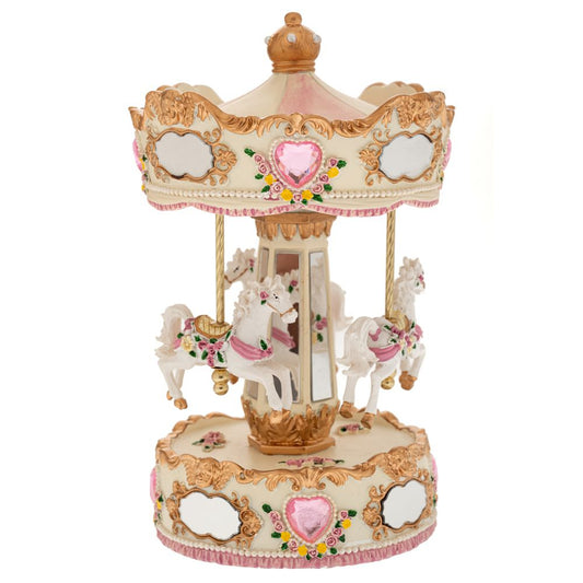 ΛΕΥΚΟ  ΧΡΥΣΟ ΠΕΡΙΣΤΡΕΦΟΜΕΝΟ ΚΟΥΡΔΙΣΤΟ ΚΑΡΟΥΖΕΛ ΜΕ 3 ΑΛΟΓΑΚΙΑ ΚΑΙ ΜΟΥΣΙΚΗ 14Χ14Χ25ΕΚ