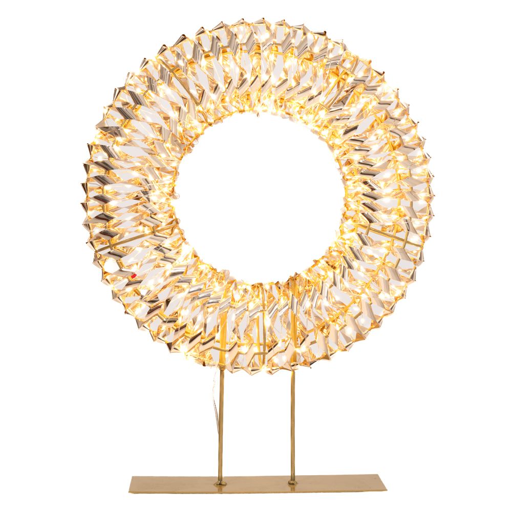 ΦΩΤΙΖΟΜΕΝΟΣ ΕΠΙΤΡΑΠΕΖΙΟΣ ΔΙΑΚΟΣΜΗΤΙΚΟΣ ΚΥΚΛΟΣ ΣΕ ΧΡΥΣΗ ΒΑΣΗ 38Χ50Χ9ΕΚ ΜΕ 500 LED ΘΕΡΜΟ ΛΕΥΚΟ IP4