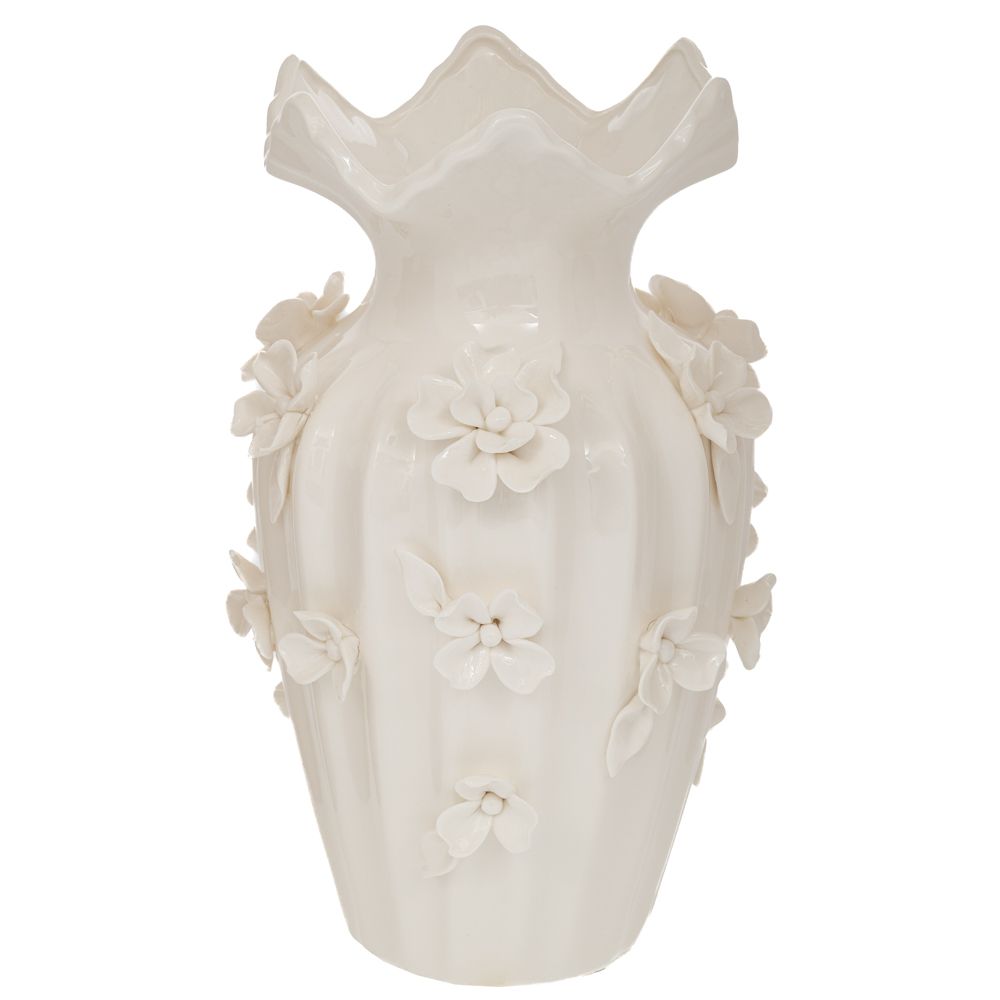 ΛΕΥΚΟ ΚΕΡΑΜΙΚΟ ΒΑΖΟ ΜΕ ΑΝΑΓΛΥΦΑ ΛΟΥΛΟΥΔΙΑ 20Χ31ΕΚ