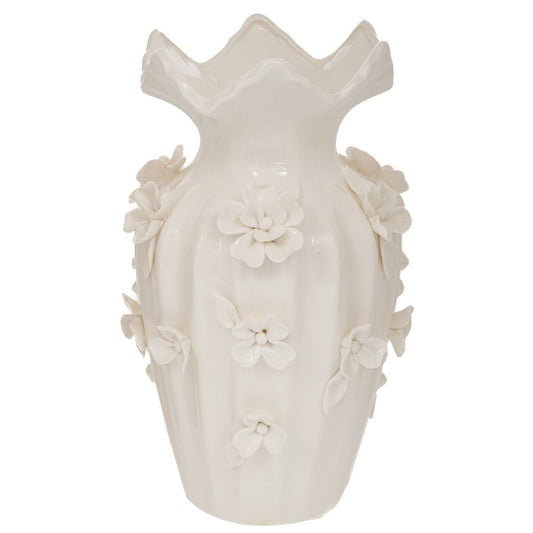 ΛΕΥΚΟ ΚΕΡΑΜΙΚΟ ΒΑΖΟ ΜΕ ΑΝΑΓΛΥΦΑ ΛΟΥΛΟΥΔΙΑ 20Χ31ΕΚ