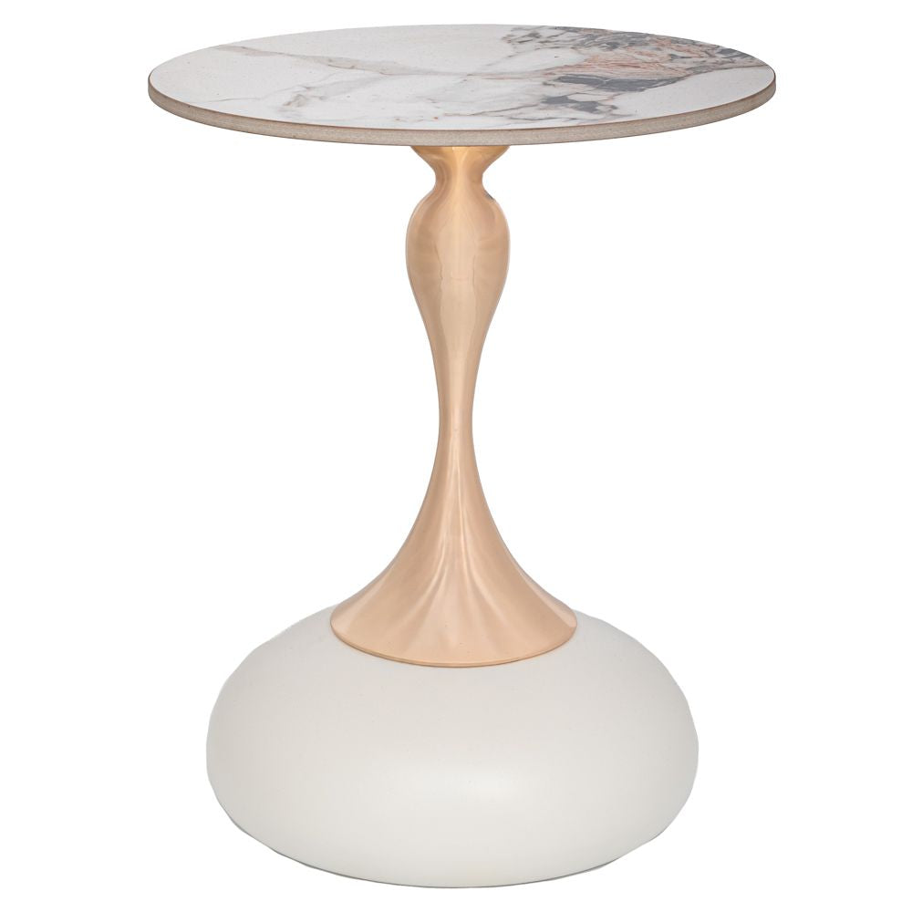 ΚΡΕΜ ΜΕΤΑΛΛΙΚΟ ΤΡΑΠΕΖΑΚΙ ΜΕ ΧΡΥΣΗ ΒΑΣΗ ΚΑΙ ΛΕΥΚΗ ΚΕΡΑΜΙΚΗ ΕΠΙΦΑΝΕΙΑ Φ42Χ52ΕΚ