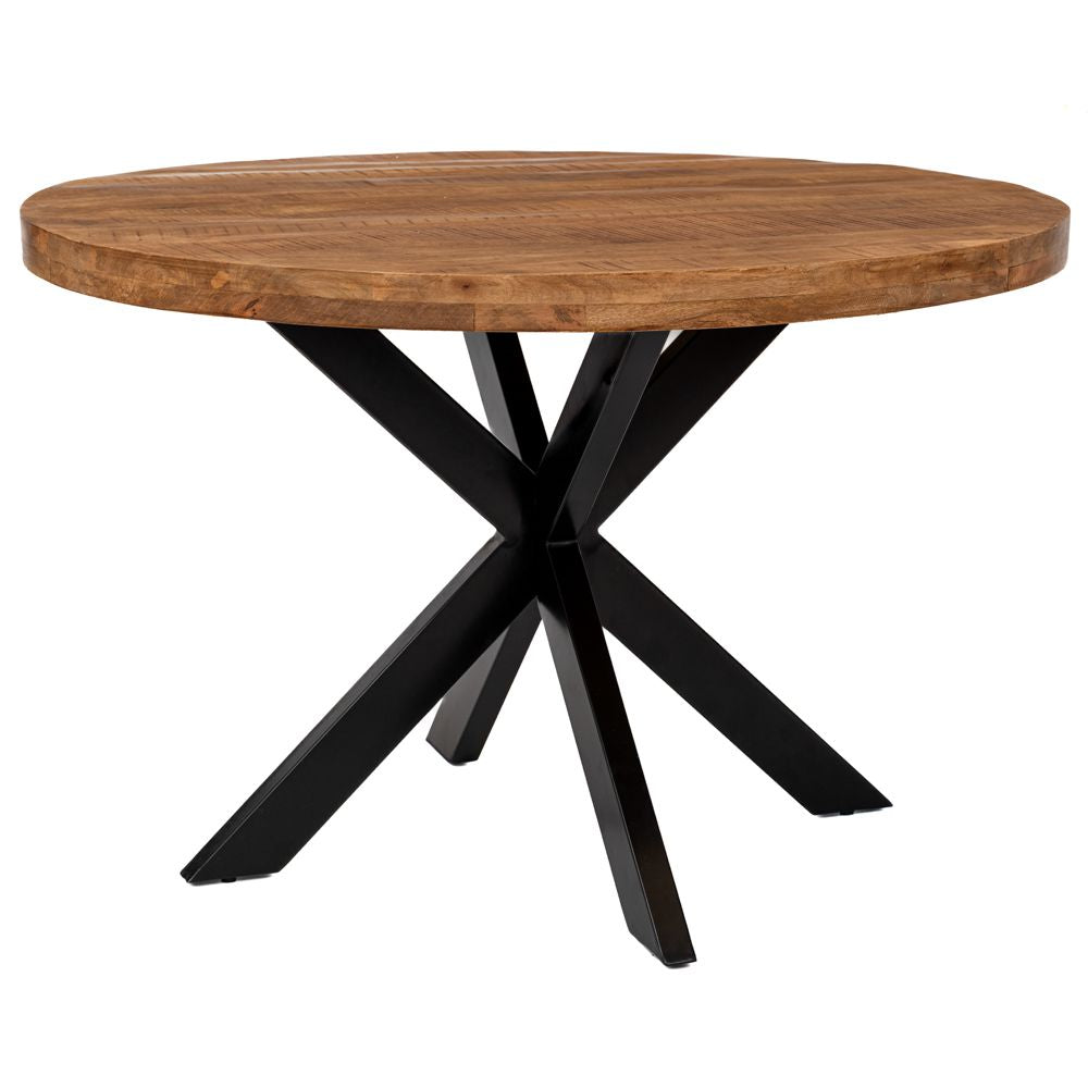 ΤΡΑΠΕΖΙ ΡΟΤΟΝΤΑ ΑΠΟ ΚΑΦΕ ΞΥΛΟ MANGO AND ΜΑΥΡΟ ΣΙΔΕΡΕΝΙΟ ΣΚΕΛΕΤΟ Φ120Χ78ΕΚ