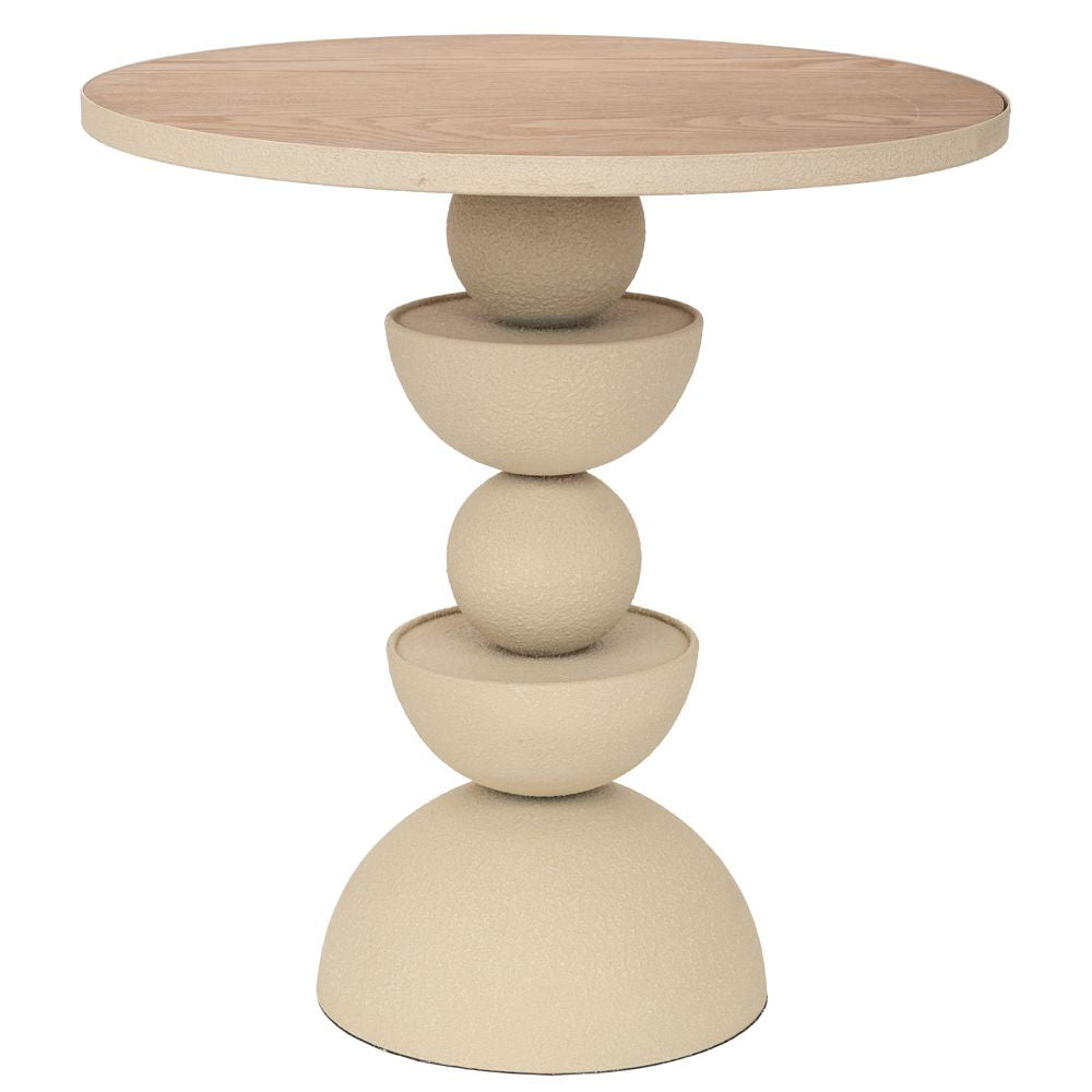 ΚΡΕΜ ΣΤΡΟΓΓΥΛΟ ΜΕΤΑΛΛΙΚΟ ΤΡΑΠΕΖΑΚΙ ΣΑΛΟΝΙΟΥ ΜΕ ΞΥΛΙΝΗ ΕΠΙΦΑΝΕΙΑ 46Χ46Χ49ΕΚ