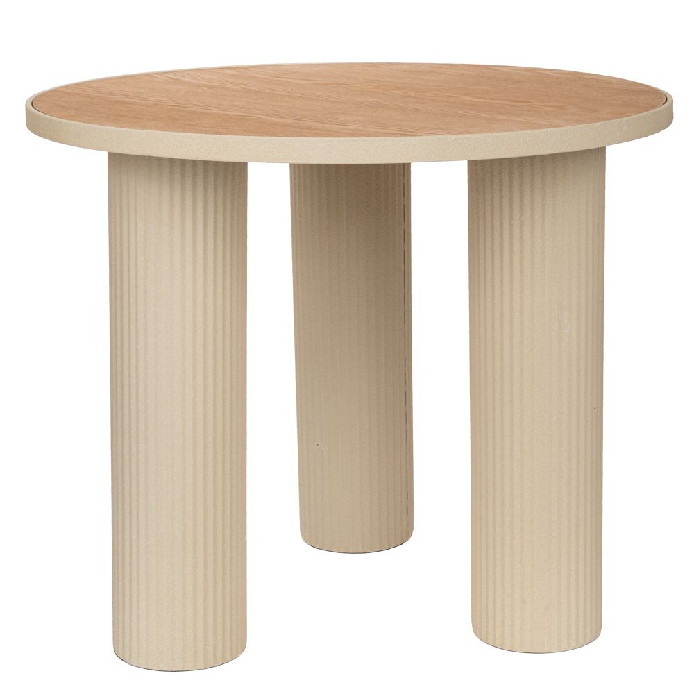 ΚΡΕΜ ΣΤΡΟΓΓΥΛΟ ΜΕΤΑΛΛΙΚΟ ΤΡΑΠΕΖΑΚΙ ΣΑΛΟΝΙΟΥ ΜΕ ΞΥΛΙΝΗ ΕΠΙΦΑΝΕΙΑ 59Χ59Χ50ΕΚ