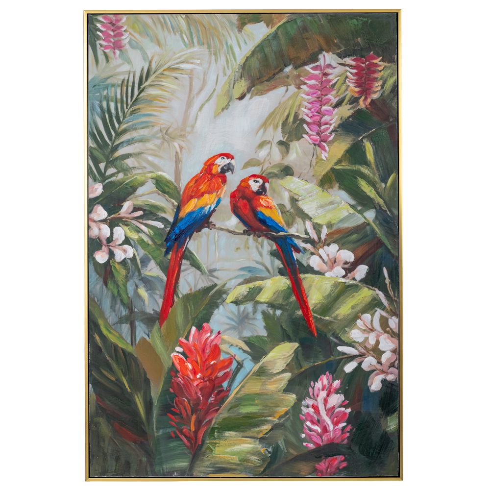 COLORFUL PARROT ΠΙΝΑΚΑΣ ΕΛΑΙΟΓΡΑΦΙΑ ΜΕ ΧΡΥΣΗ ΚΟΡΝΙΖΑ ΣΕ ΤΥΠΩΜΕΝΟ ΚΑΜΒΑ 80Χ120ΕΚ